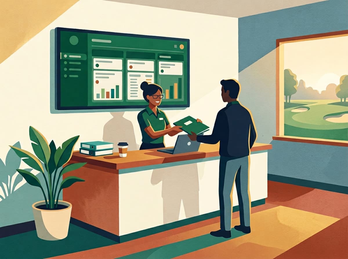 Golf club reception staff using CAPTURE dashboard
